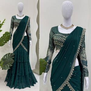 Prêt à porter Style Bollywood Lehenga Saree Elegant Indian Pakistanais Party Wear & Designer Wedding Sari Livraison gratuite dans le monde entier - Product Image 1