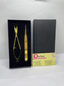 Pince à épiler professionnelle en acier inoxydable, extension de faux cils au plasma noir plaqué or, logo personnalisé, ressort de cils incurvé - Product Image 3