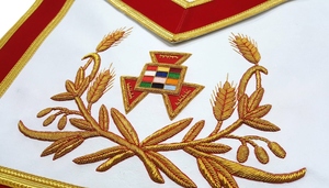 Delantal de capítulo de Arco Real del sumo sacerdote pasado rojo con bordado de oro uso masónico usable ceremonial con material de alta calidad - Product Image 3