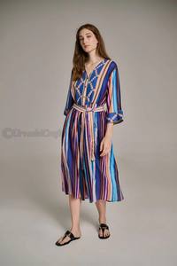 Nueva ropa de mujer, manga, moda, vestido informal Sexy, Vestido corto acampanado con cuello en V, Mangas de globo con detalles de puños elásticos - Product Image 6