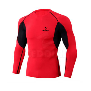 OEM Haute Qualité Rashguard de Fitness pour Homme Manches Longues Motif Uni Respirant Séchage Rapide Tissu Tricoté Polyester/Nylon 200g - Product Image 1