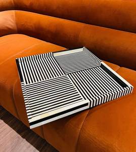 Plateau de service en bois matériau écologique avec incrustation de vadrouille et design en résine Plateau de service personnalisé pour fruits secs du petit déjeuner du Ramadan - Product Image 5