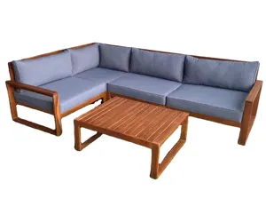 Hete Stijl Teak Hout Kleur Tuin Acacia Houten Meubels 4-zits Lounge Set Oorsprong Vietnam Tegen Redelijke Prijs Te Koop