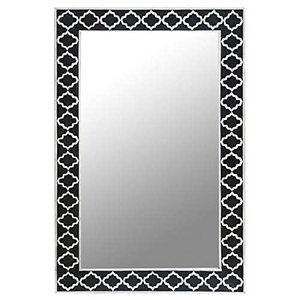 Diseño moderno hecho a mano, marco de espejo con incrustaciones de hueso de madera en blanco y negro, diseñado a medida para decoración de pared Floral India - Product Image 6