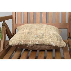 Beige Wool Kantha <b>Patchwork</b> Pillow 14x14 Inch Luxury Vintage Embroidered Fluffy Rustic <b>Throw</b> Pillow for Floor Use - Product Image 5