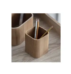 Бамбуковый деревянный держатель для ручек под заказ Настольный Декор деревянный карандаш держатель по конкурентоспособной цене Посуда Аксессуары
