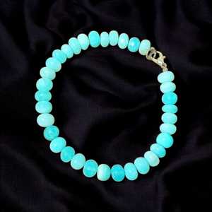 2025 Boho Minimaliste À La Mode Couches pour Bracelet pour Femmes Péruvienne Bleu Opale 6-8mm Lisse Pierres Précieuses Perles Anniversaire - Product Image 5