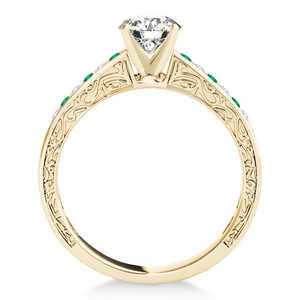 Anillo de Compromiso de Oro Amarillo de 14k con Esmeralda y Diamantes, Anillos de Diamantes de 0.87ct para Novias - Product Image 1