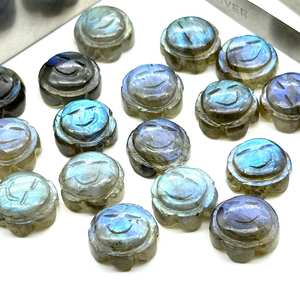 Cuentas de piedras preciosas talladas de girasol de piedra de labradorita Natural para la fabricación de joyas, estatuilla artesanal de cristal de labradorita de 12mm, abalorio a granel - Product Image 2