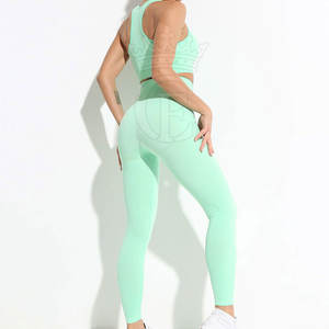 High Waist Women's Yoga Set Breathable and Eco-Friendly Workout Fitness Wear Solid Pattern Factory Direct <b>Sale</b> - Product Image 2