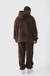 Novedades: Conjunto de chándal informal de otoño para hombre, 2 piezas, de felpa 100% algodón de alto gramaje, manga larga, pantalones acampanados, ecológico, con detalles laterales. - Product Image 2