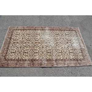 พรมยางขนแกะลายสี่เหลี่ยมขนาดใหญ่3.6 X 6.3ft สำหรับห้องวัยรุ่นพรมตุรกีดีไซน์เย็บปะต่อสีเบจสีน้ำตาลเบจแบบดั้งเดิมสไตล์วินเทจ - Product Image 3