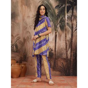 Kurta de chifón azul estampado para mujer con palazzos para primavera/verano - Product Image 3