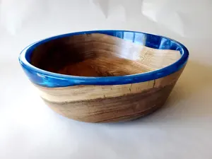 Bol en résine de bois naturel fabriqué à la main élégant et durable pour un usage quotidien pour servir des collations frites pièces centrales de fête - Product Image 6