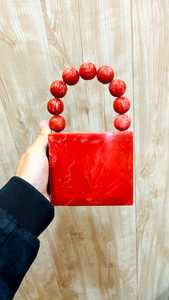 กระเป๋าเรซินลายหินอ่อนพร้อมที่จับลูกปัดสีน้ําเงิน เหมาะสําหรับขายต่อจากร้านขายอุปกรณ์แฟชั่น - Product Image 5