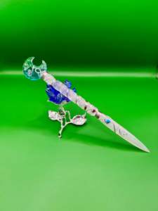 Venta al por mayor hecho a mano azul opalita Luna selenita cristal varita alambre envuelto Reiki energía curación espiritual mascota pulida - Product Image 2