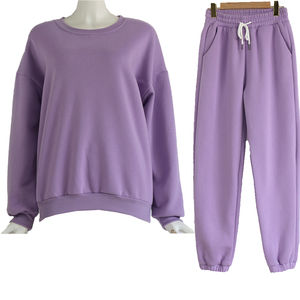 ชุดลำลองฤดูหนาว 2 ชิ้นสำหรับผู้หญิง กางเกงจ็อกกิ้ง ชุดวอร์มโอเวอร์ไซส์ เสื้อฮู้ดคอกลมและกางเกงขายาว ชุดสเวตสูท - Product Image 2