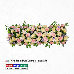 Panel de Flores Artificiales en Tonos Pastel y Crema, con Delicadas Rosas Melocotón y Crisantemos Marfil, 90cm, Elegante - Product Image 1