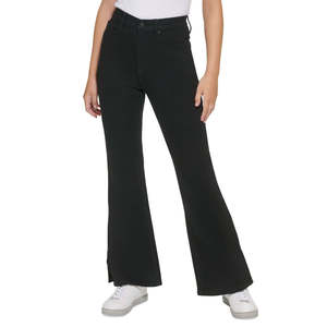 Jeans Calvin Klein para Mujer, Cintura Alta, Corte Acampanado, Dobladillo con Abertura, Denim Negro, Talla 31, Pantalones Acampanados Transpirables e Informales con Opciones de Tallas XL y XXL - Product Image 1