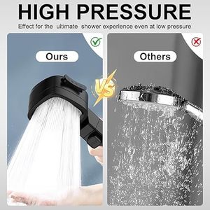 Douche à main murale noire mate de 11 pouces, haute pression, double sortie avec tuyau de 59 cm et 4 réglages - Product Image 5