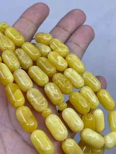 Natural Amber Islamic Muslim Prayer Rosary White Amber Islamic Prayer <b>Beads</b> Barrel <b>Beads</b> - Product Image 2