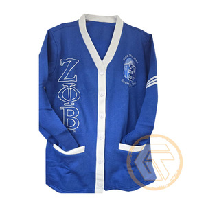 Cárdigan Casual de Mujer de Alta Calidad, de Lana y Algodón, a Rayas, con Botones, Personalizado para la Hermandad Zeta Phi Beta, Grueso - Product Image 3