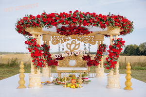 Mandap sculpté doré pour mariage sud-indien, Mandapam Kalyana spécial pour lieu de mariage sud-indien, décoration de Mandap doré en Australie - Product Image 2