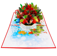 Undangan Pernikahan Kartu Pop-up Desain Bunga Poinsettia 3D Mewah Buatan Tangan Gaya Surat Seni Kertas Buatan Tangan Viet-craft 130x180mm