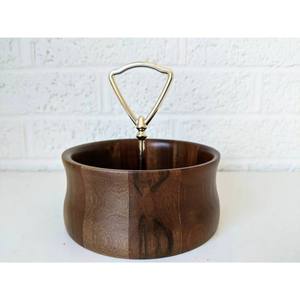 Bol en bois de style tendance bol en bois d'accent moderne de luxe unique ustensiles de cuisine élégants - Product Image 3