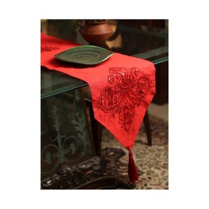 Lavish Premium Burlap Mixed Cotton Woven Crochet Embroidered Patterned 100% Organic Cotton GOTS Certificate Home <b>Table</b> <b>Runners</b> - Product Image 4