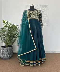 Vestido de trabajo de secuencia de bordado de Georgette de diseñador con ropa de fiesta dupatta precio al por mayor prenda étnica (3) - Product Image 1