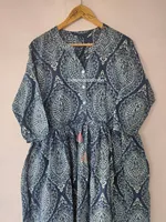 Vestido Casual de Verano para Mujer, Largo hasta la Rodilla, con Cintura Natural, 100% Algodón, de Fabricante Indio, Calidad Estándar