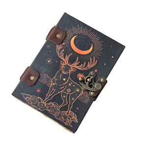 Vintage Hardcover <b>Diary</b> Journal with Metal Closure and Rusty <b>Page</b> Leather Strap, Size - 7 inch X 5 inch - Product Image 1