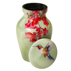 Urna Conmemorativa Estilo Americano con Colibrí en la Naturaleza, Acabado de Alto Brillo, Capacidad de 100 Pulgadas Cúbicas - Product Image 2