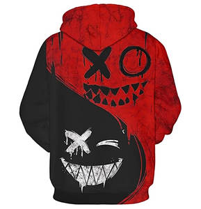 Men's Vintage Style 3D Printed Pullover Hoodie Thick Winter Custom <b>Red</b> <b>Black</b> Graphic Sweatshirt Design - Product Image 2