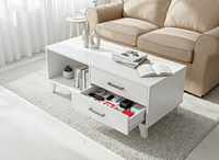 Table basse blanche Charlie de qualité supérieure Essence Modern avec 2 tiroirs de rangement, mobilier de salon contemporain, DIY/Knock Villa