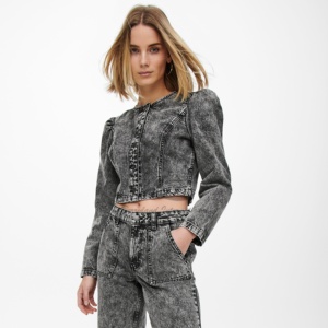 Chaqueta vaquera de moda 2025 para mujer, chaqueta vaquera corta de Color lavado, chaqueta vaquera gruesa y cálida de invierno para mujer, servicio OEM - Product Image 1