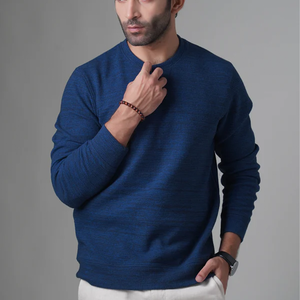 Sudadera de cuello redondo de algodón 100% de 400GSM de gran tamaño azul para mujer Heavyweight Plus Fleece con logotipo personalizado en la parte delantera para invierno - Product Image 5