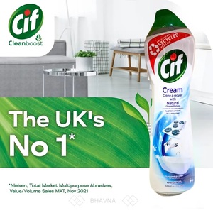 Bon prix Détergents de nettoyage de cuisine Naturel Sparkling Clean Multipurpose CIF CREAM (UK) 500ML WHITE Nettoyant de surface - Product Image 6