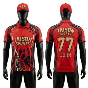 Mens <b>bowling</b> Jersey 190 GSM Moisture Wicking Polyester Red Blue White Panel Design Custom Printed Team Uniform - Product Image 4
