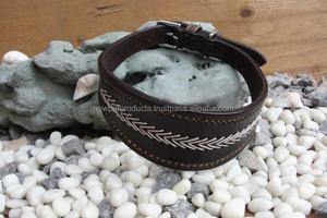 Collier de chien Heavy Duty Logo personnalisé en cuir Lettrage réglable doux en cuir de vachette collier de dressage de cou de chien avec anneau en D pour animaux de compagnie - Product Image 6