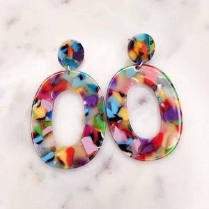 Boucles d'oreilles en résine brodée, bijoux de mode en acier inoxydable faits à la main pour femmes et filles, look classique de mariage, haute qualité - Product Image 6