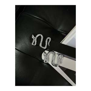 Ceinture pour femme à boucle serpent, 2 pièces, pour pantalon, veste, robe, chemise - Noir-Blanc - Product Image 3