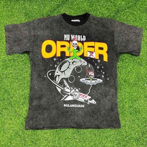 100% coton imprimé acide lavé t-shirts haute qualité unisexe surdimensionné lavé t-shirt - Product Image 1