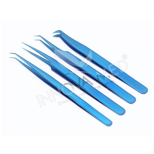 Pinzas para Extensión de Pestañas de Acero Inoxidable con Punta de Fibra Nano Grip Plasma Blue, Marca Privada, para Uso Profesional - Product Image 2