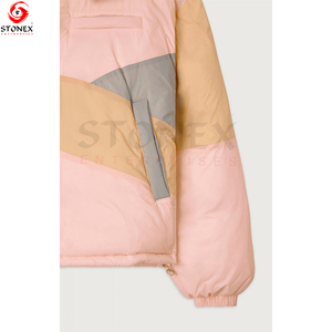 Veste coupe-vent d'hiver personnalisable pour femmes 2025 blouson à capuche bombardier avec col montant en tissu de toile - Product Image 6