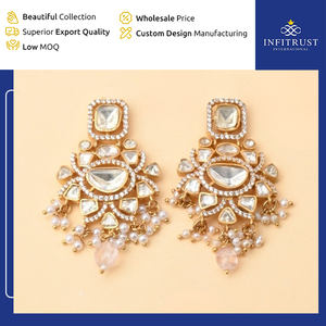 Professionnels de la fabrication de boucles d'oreilles suspendues cloutées en pierre de Moissanite parfaites pour les occasions spéciales de l'Inde au prix de gros - Product Image 2