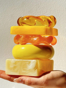 กำไลข้อมืออะคริลิคทรงกลมดีไซน์ด้วยตัวเองสร้อยข้อมือเรซิ่นมันวาวสไตล์โบฮีเมียนสำหรับผู้หญิงและผู้ชาย - Product Image 4