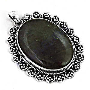 Vintage 925 Silver Onyx <b>Pendant</b> Necklace Women's Solitaire Bezel Setting Everyday Wear Jewelry - Product Image 3