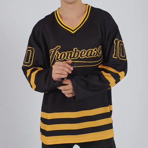 Maillot de hockey blanc personnalisé professionnel d'usine pour jeunes, broderie, logo de sublimation, maillot de hockey sur glace en sergé de matériel en polyester - Product Image 2